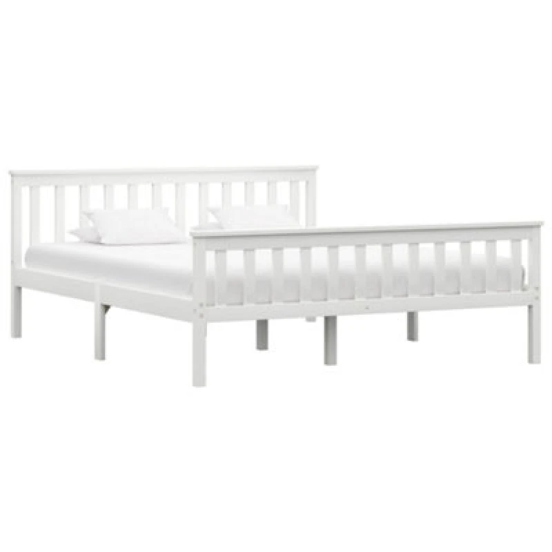 Image of Vidaxl Bed Frame Without Mattress White Solid Pinewood 160X200 Cm