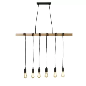 Image of Woody 6 Light Pendant, Black And Ash Wood
