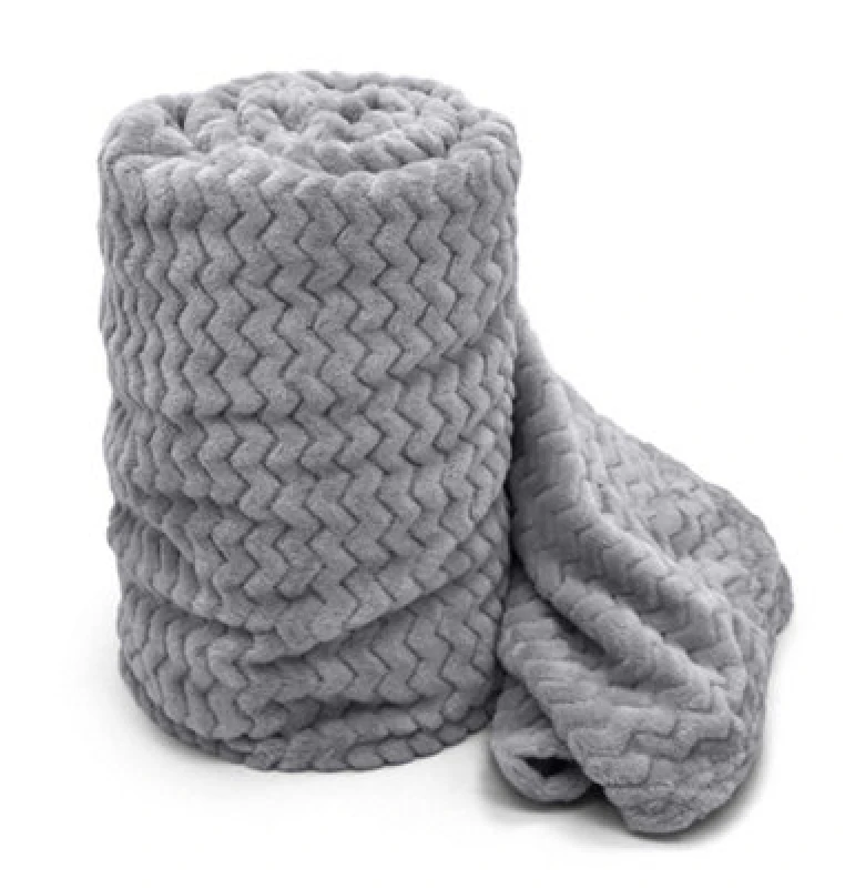 Image of Velosso Cosy Touch Chevron Pattern Faux Mink Throw Blanket - Luxurious Feel, High-Quality Weave For Sofa, Bed - 150Cm X 200Cm - Silver
