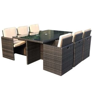 Image of Charles Bentley 6-Seater Rattan Dining Set - Brown