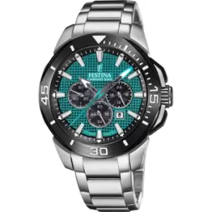 Image of Festina F20641-3 Mens Green Chrono Bike Steel Bracelet Wristwatc