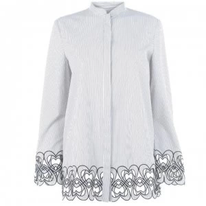 Image of Escada Escada Nalys Pinstripe Heart-Cutout Blouse - A100