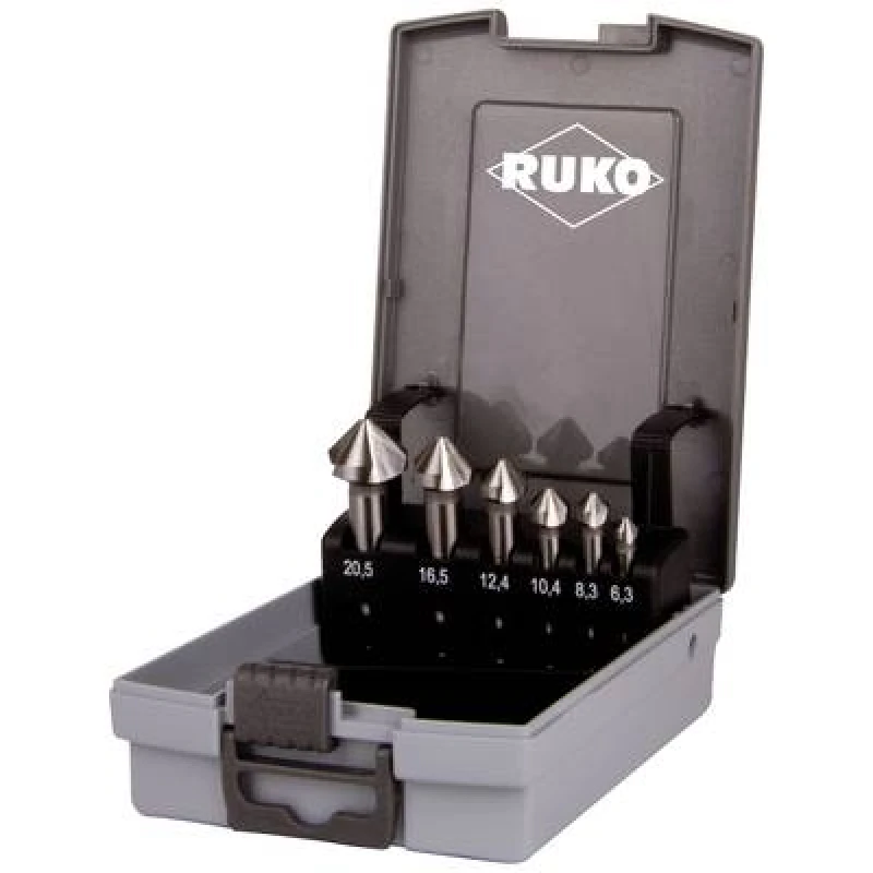 Image of RUKO RUKO 102152ERO Countersink set 6 Piece 6.3 mm, 8.3 mm, 10.4 mm, 12.4 mm, 16.5 mm, 20.5mm HSSE-Co 5 Cylinder shank 1 Set 102152ERO
