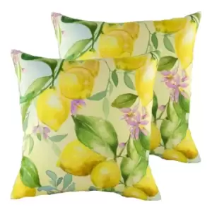 Image of Evans Lichfield Fruit Lemons Twin Pack Polyester Filled Cushions Multi