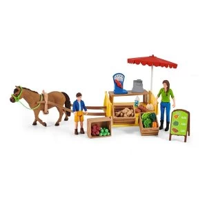 Image of SCHLEICH Farm World Sunny Day Mobile Farm Stand Toy Figure Set