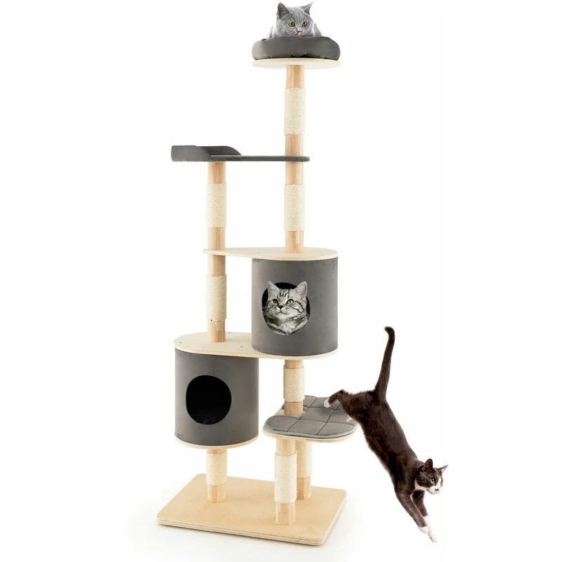 Image of COSTWAY Modern Accent Chair Leisure Chair with Lumbar Pillow Fabric Reading Armchair Grey