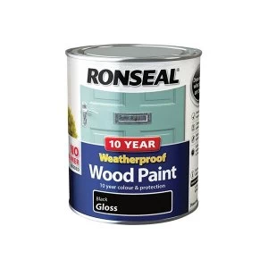 Image of Ronseal 10 Year Weatherproof Wood Paint White Gloss 750ml