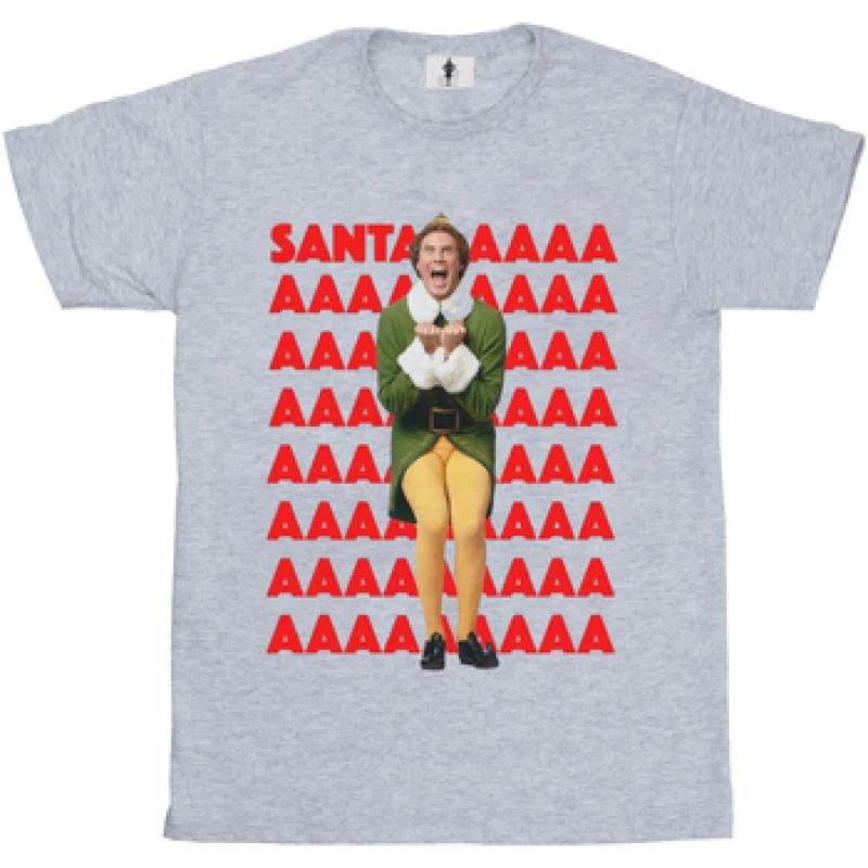 Image of Elf Elf Men Buddy Santa Scream T-Shirt in Grey Size: Small Grey S Male 5057736051085