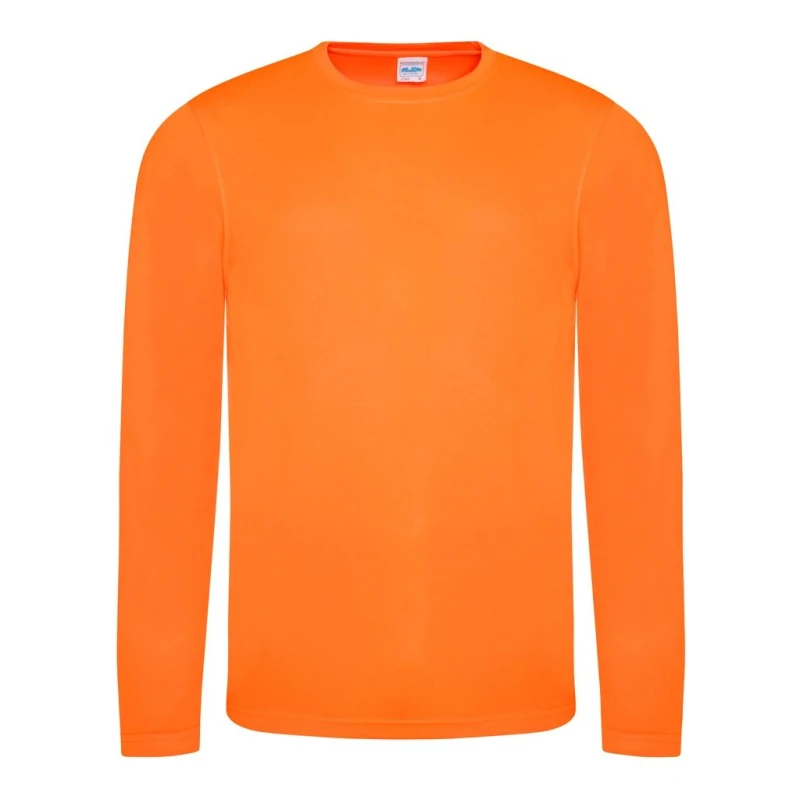 Image of AWDis AWDis Men Just Cool Long Sleeve Cool Sports Performance Plain T-Shirt in Burnt Orange Size: Small Burnt Orange S Male 5057819001822
