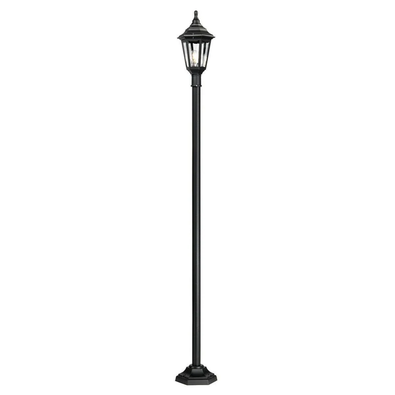 Image of Loops Outdoor IP44 1 Bulb Lamp Post Black LED E27 100W Bulb Light Fitting d01588 Black