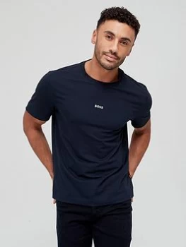 Image of BOSS Tchup Centre Logo T-Shirt - Dark Blue, Dark Blue, Size S, Men