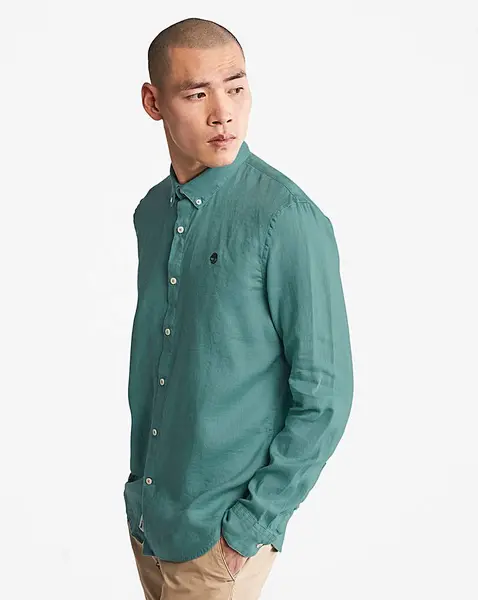 Image of Timberland Timberland Mill Brook Linen Shirt Teal Blue Male XL45/47 JS26903