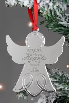 Image of Personalised in our Hearts Angel Metal Decoration - Silver - Steel