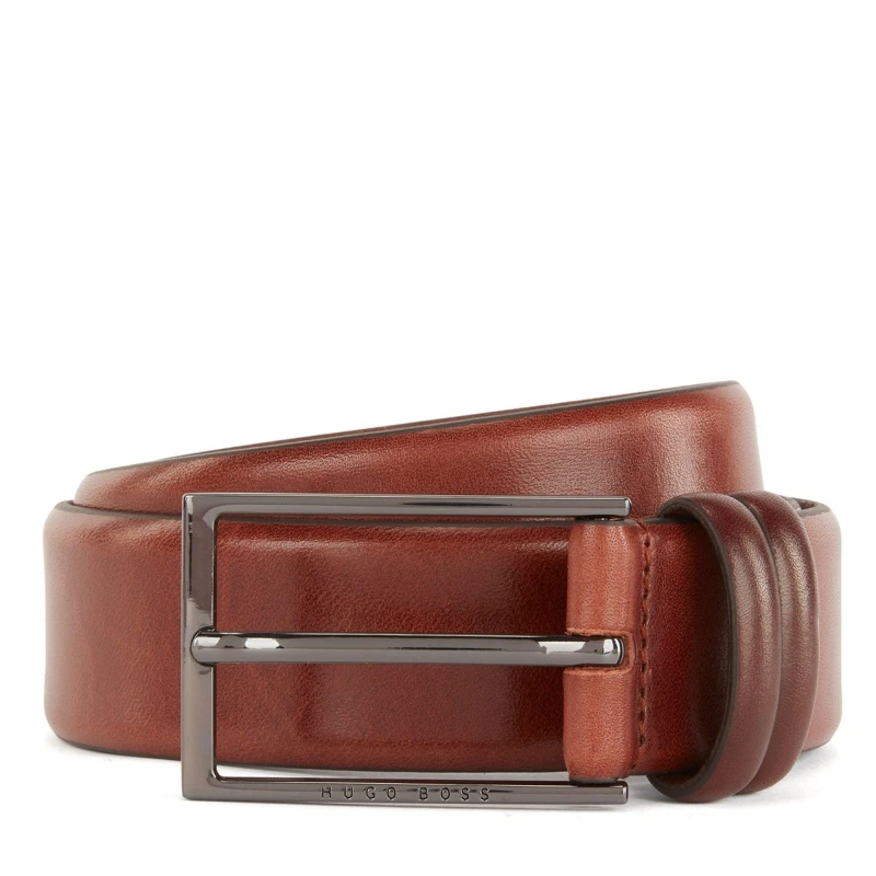 Image of Boss Mens Carmello Leather Belt Medium Brown male 30R (80cm)