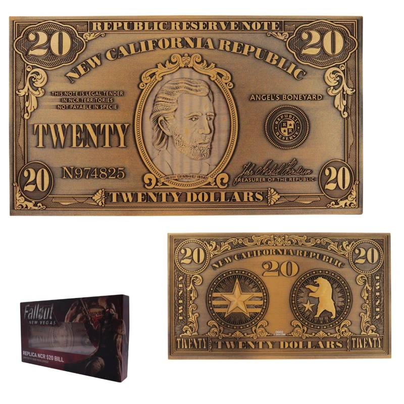 Image of Fallout New Vegas Limited Edition Replica NCR $20 Metal Bill Bronze