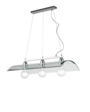 Image of 3 Light Straight Bar Pendant Ceiling Light Transparent Glass 77x16.7cm