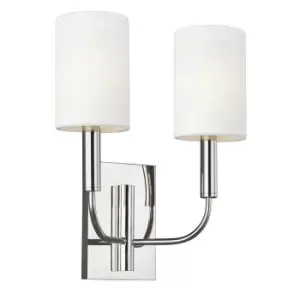 Image of Twin Wall Light Sconce Highly Polished Nickel Finish LED E14 60W Bulb d00641