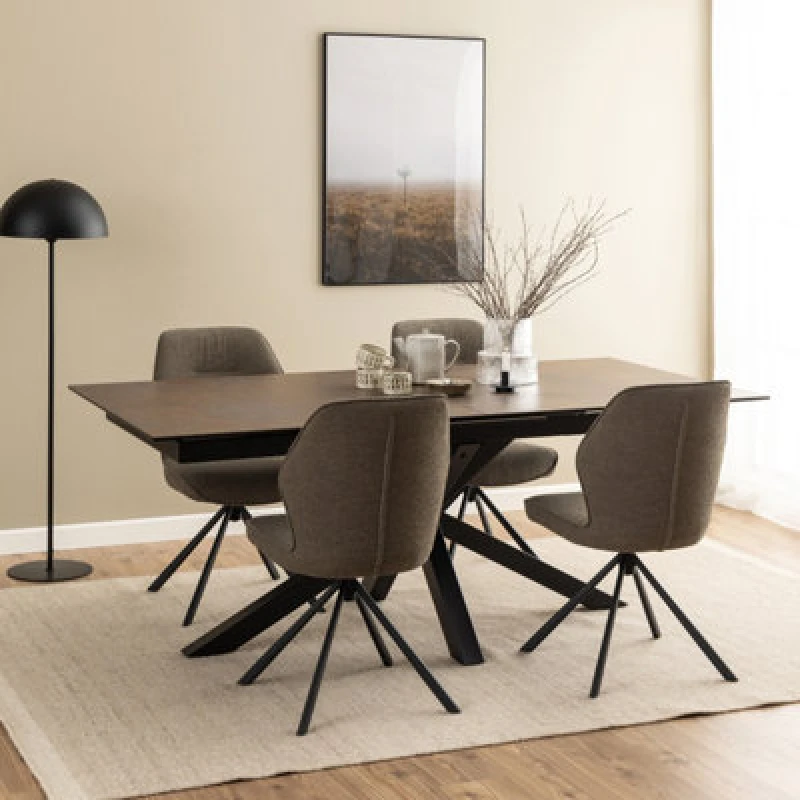Image of Furniture To Go Heaven Extendable Dining Table With Ceramic Rusty Brown (L) 240Cm Seats Up To 6