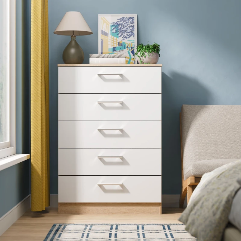 Image of Ready Assembled 2 U Cornwall 5 Drawer Chest (Ready Assembled) Multicolor Unisex