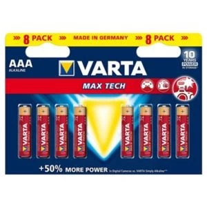 Image of Varta Longlife Max Power Non rechargeable AAA Battery Pack of 8