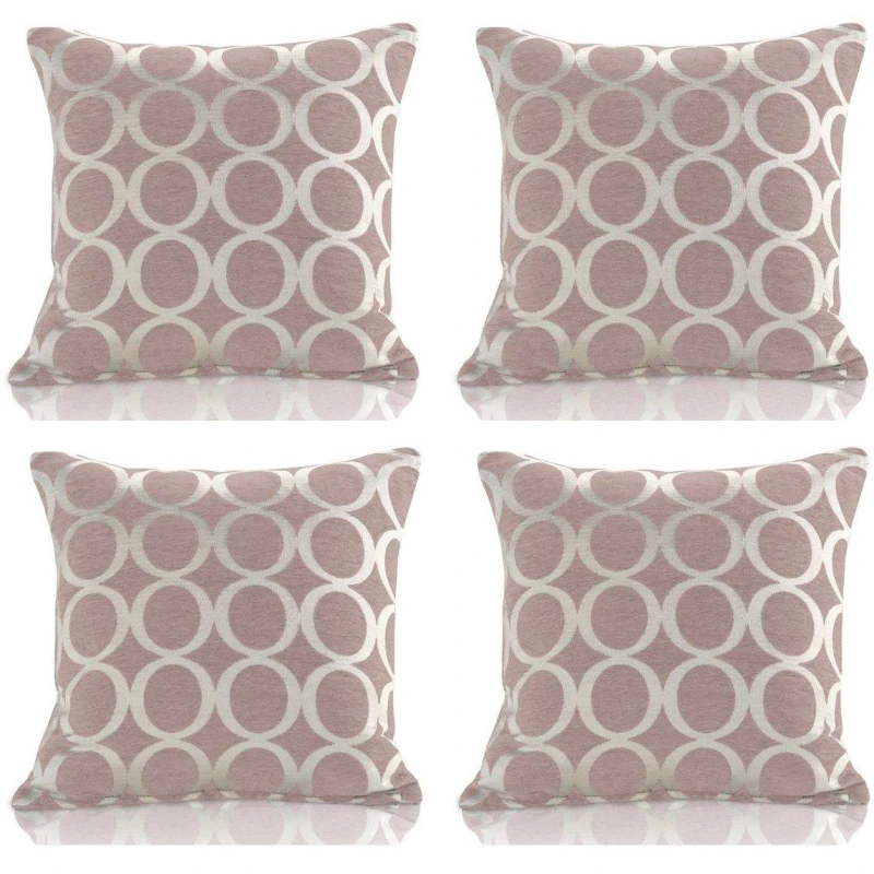 Image of Alan Symonds Geometric O Chenille Cushion Set of 4 Blush unisex 45x45cm