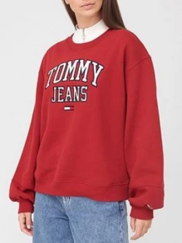 Image of Tommy Jeans Collegiate Logo Crew Top - Burgundy