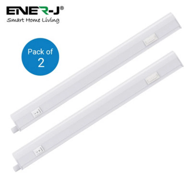 Image of Ener-J LED T5 Batten Light, Cct Switchable, 8W 60Cms, On/off Switch, 100Lm/w Pack Of 2