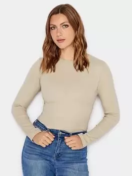 Image of Long Tall Sally Stone Ls Rib Bodysuit, Natural, Size 14, Women