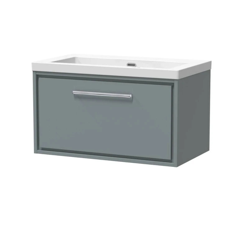 Image of Balterley Bathroom 1 Soft Close Drawer Wall Hung Fireclay Basin, Grey, 800mm in Grey Grey Unisex