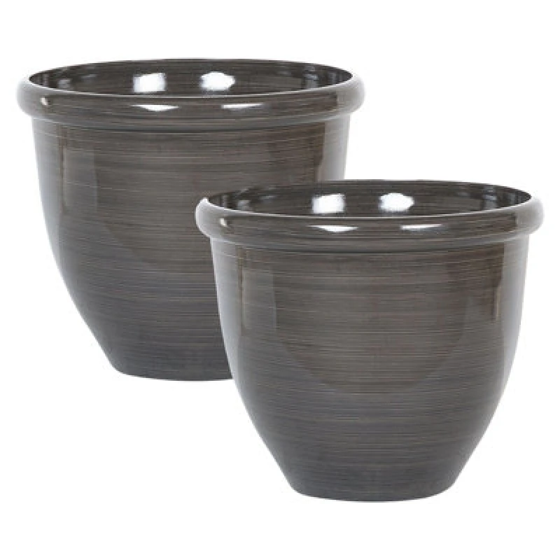 Image of Beliani Set Of 2 Plant Pots Tesalia 44cm Brown