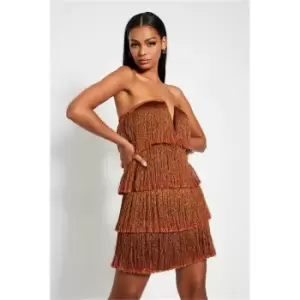 Image of I Saw It First Copper Strapless Tassel Bodycon Dress - Metallics