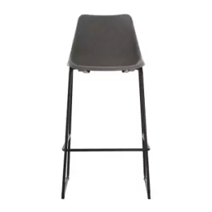 Image of Bar Stool in Vintage Ash Faux Leather with Black Legs