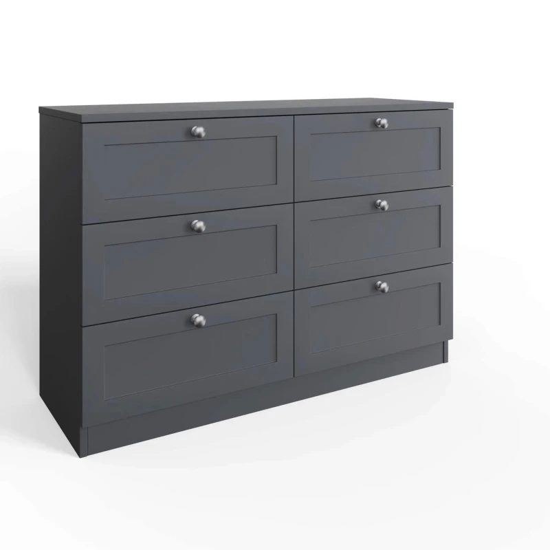 Image of FWStyle FWStyle Dark Matt Grey 6 Drawer Chest Of Drawers Grey One Size Unisex 5056413129284