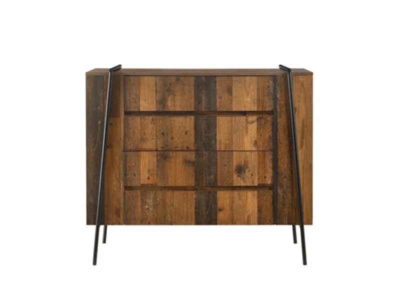 Image of Timber Art Design Abbey Rustic Chest Of Drawers 4 Drawer Bedroom Living Room Storage Industrial