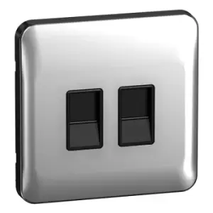Image of Schneider LSD Data 2 Gang RJ45 Cat5e Black Insert Polished Chrome - GGBL7072C5BPCS