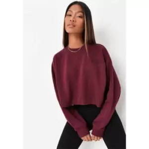 Image of Missguided branded cropped sweatshirt - Red