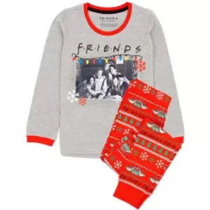 Image of Friends Girls Christmas Pyjama Set (7-8 Years) (Grey/Red)