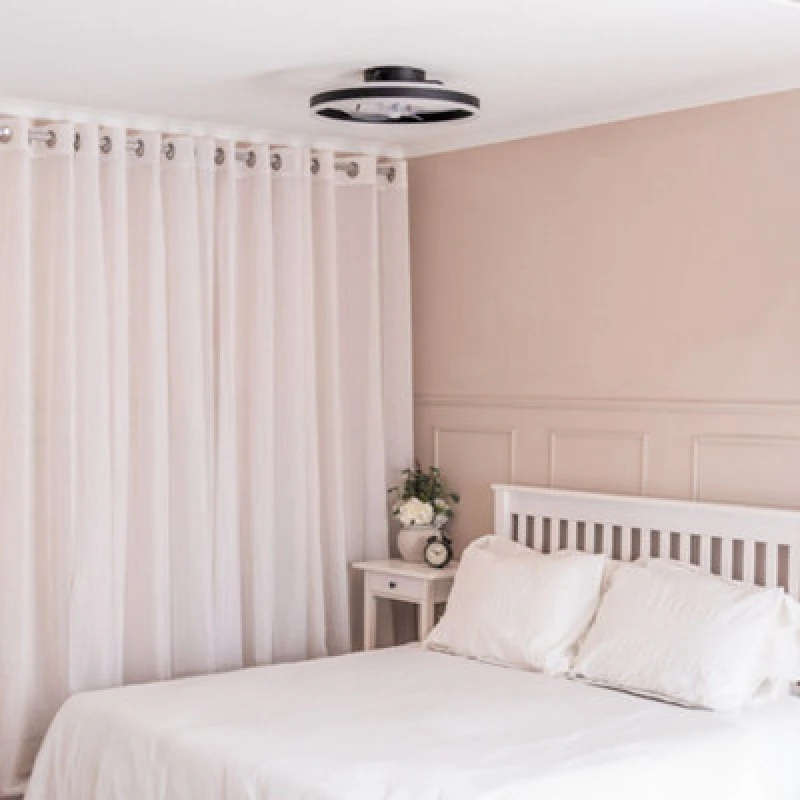 Image of ValueLights Integrated LED Ceiling Fan with Remote Control, Clear Blades, Timer and 3 Speed Functions - Circle Design Black