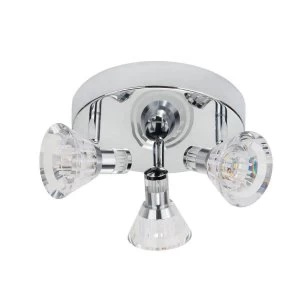 Image of LED 3 Light Ceiling Spotlight Chrome, Clear