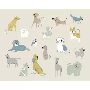 Image of Origin Murals Happy Dogs Grey Wall Mural - 3 x 2.4m