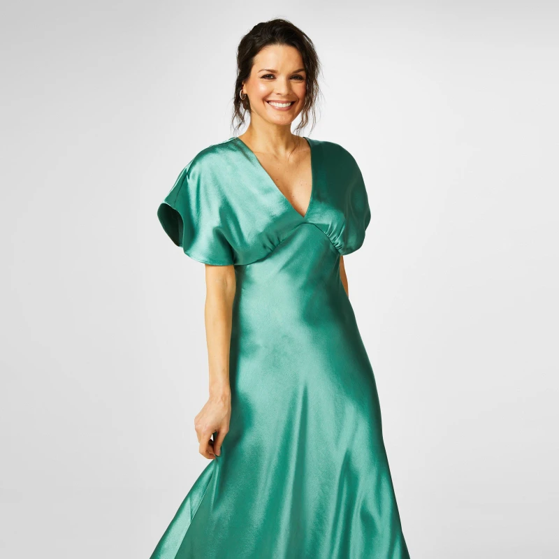 Image of Biba Biba Satin Maxi Dress - Green Green 8