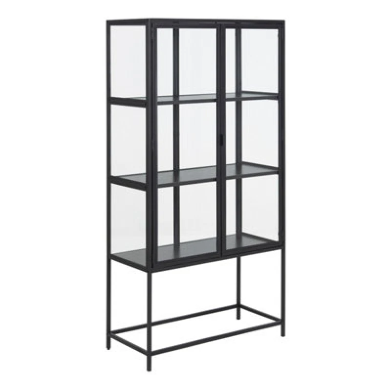 Image of Furniture To Go Seaford 2 Glass Door Display Cabinet In Black