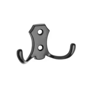 Image of GTV Small Double Coat Hanger Hook Door Wall Bath BK24 Model - Black, Pack of 4