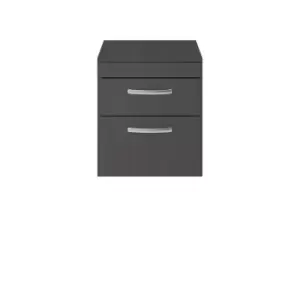 Image of Nuie Athena 500 Wall Hung 2-drawer Vanity & Worktop - Gloss Grey