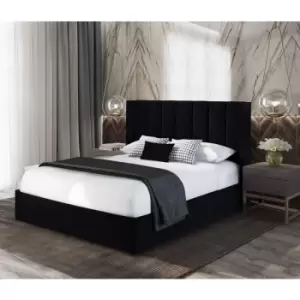 Image of Marilynn Upholstered Beds - Plush Velvet, Small Double Size Frame, Black - Black