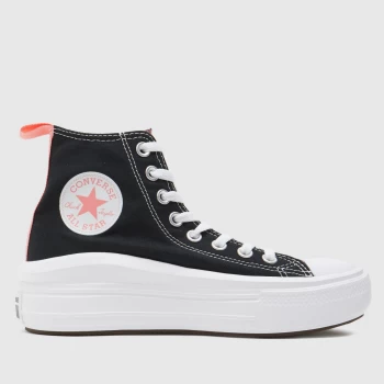 Image of Converse Black & Pink Move Color Pop Trainers Youth