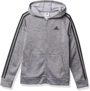 Image of Boys, adidas Fleece Hooded Jacket, Green, Size 18-24 Months