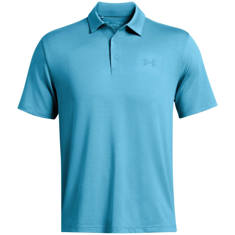 Image of Under Armour Mens Stripe Short-Sleeve Performance Polo Shirt Blue male S