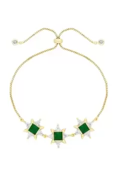 Image of Gold Plated And Emerald Cubic Zirconia Toggle Bracelet