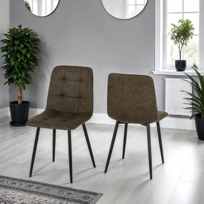 Image of Seconique Fenton Pair Of Chairs Olive Green Suede Fabric Box Of 2